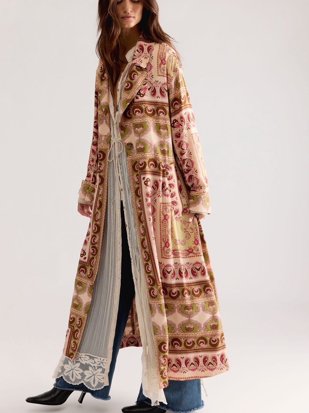 NWT FREE PEOPLE COCO PRINTED SILKY DUSTER JACKET